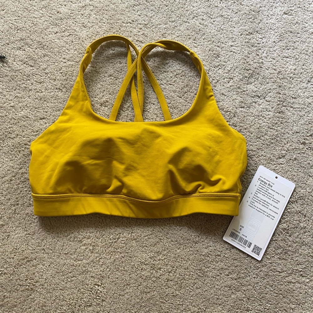 LULULEMON Honeycomb yellow Energy Bra size 6 - Picture 3 of 7